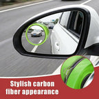 2PCS Car Blind Spot Mirror with Suction Cup, 360°Adjustable HD Glass Automotive Rear View Mirror, Universal Carbon Fiber Wide-Angle Side Mirrors for Cars, SUVs, Trucks(Luminous)