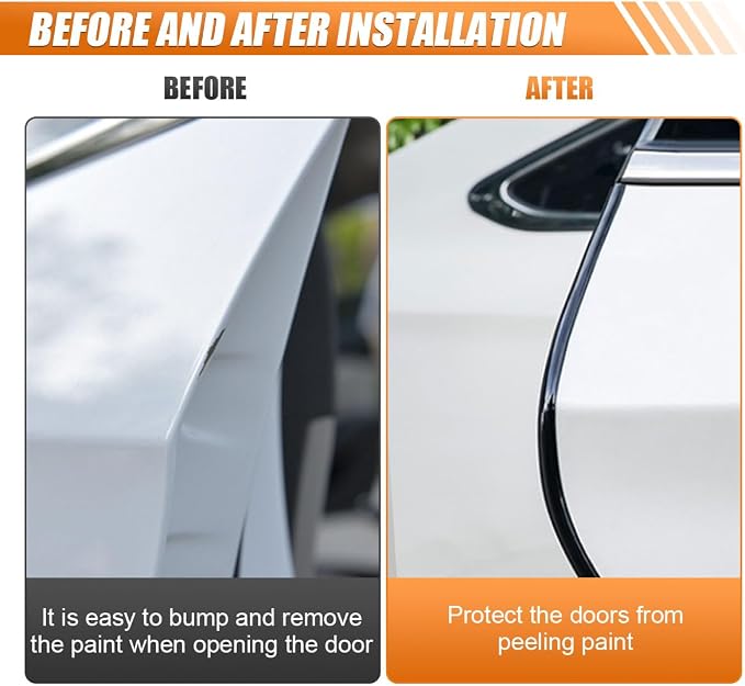 Car Door Edge Guards 32.8ft, Universal U-Shaped PVC Trim Strip Chrome Tape Self-Adhesive, Scratch Resistant Automotive Door Edge Molding Protection for Cars Truck SUV Weatherproof(Black-10M)