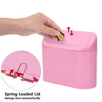 Mini Car Trash Can with Lid, Small Car Garbage Can, Cute Leakproof ABS Car Trash Bin, Car Accessories for Interior, Garbage Bin for Car, Home, Office with 60pcs Trash Bags Pink