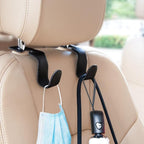 Purse Hook for Car Seat Headrest, Car Purse Holder Leather Vehicle Storage Organizer for Handbags, Groceries, 4Pack Black