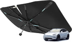 [Upgraded] Windshield Sun Shade Umbrella - [Vinyl Coating Heat Shield] Protect Car from Sun Rays & Heat Damage Keep Cool and Protect Interior, Spring Structure Edge Medium 56" L x 31" W