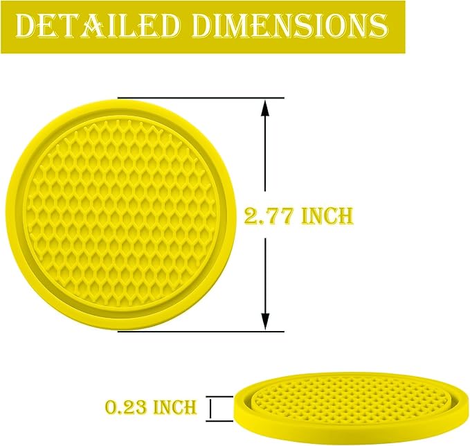 Car Cup Coaster, 4PCS Universal Non-Slip Cup Holders Embedded in Ornaments Coaster, Car Interior Accessories, Yellow