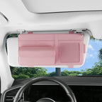 Visor Document Holder for Truck, Car Sun Visor Organizer, Visor Storage Pouch Holder with Sunglasses Clip, Picture Frame, Essential Visor Accessories for Driver Auto Owners Pink