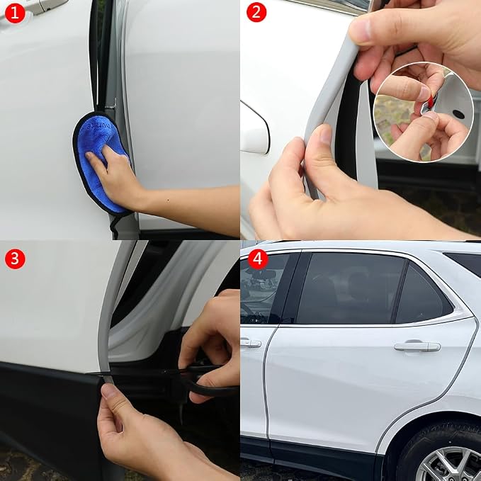 16.4ft (5m) Car Door Edge Guards Light Gray – Self-Adhesive PVC, U-Shaped, Fits Most Vehicles, Fade-Resistant, Scratch- and Chip-Resistant – Reduces Dings in Parking Lots