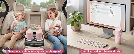 Car Trash Can, 2 Pack Leakproof Mini Garbage Bin with Lid, 40 Bags | Leakproof, Mini, Garbage Bin with Lid