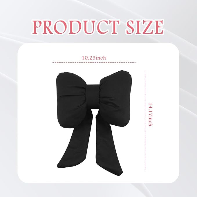 Cute Bow Car Headrest Pillow,Comfortable & Breathable Car Neck Pillows for Relief Neck Fatigue,Universal Head Rest Pillow for Cars Decoration as Birthday Gifts for Women,Girl (Black)