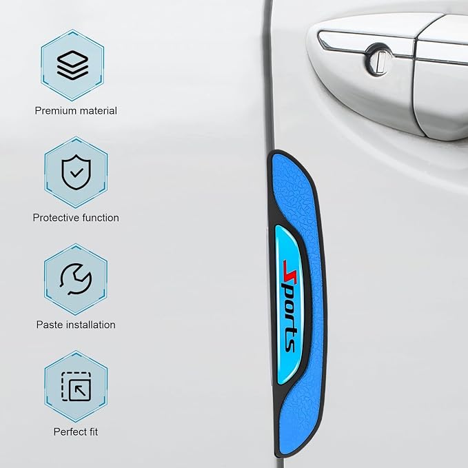 4 PCS Car Door Edge Guards, Luminous Anti-Collision Car Door Protector, Anti-Scratch Vehicle Side Door Edge Guard Trim, Universal for Most Cars, Sedans, Trucks, SUVs (Blue)