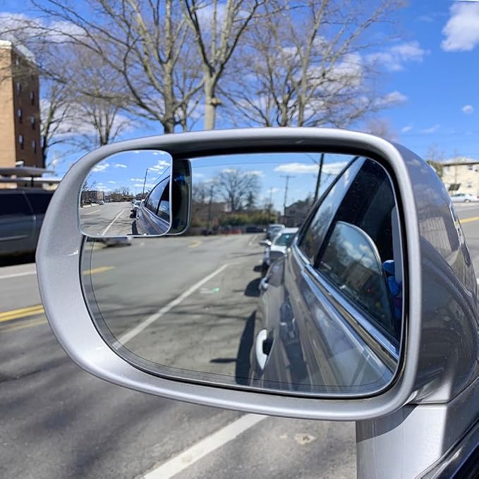 Fan Shaped Blind Spot Mirror, HD Glass Frameless Stick on Adjustabe Few Convex Wide Angle Rear View Blind Spot Car Mirror for Car Blind Spot, Pack of 2