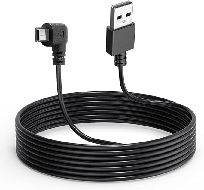 Dash Cam Cable for Mini Dash Cam,11.5FT L Angle Mini Adapter Dash Camera Power Cord,Dashcam Charger Cord for Mirror Camera,Driving Recorder,Car DVR