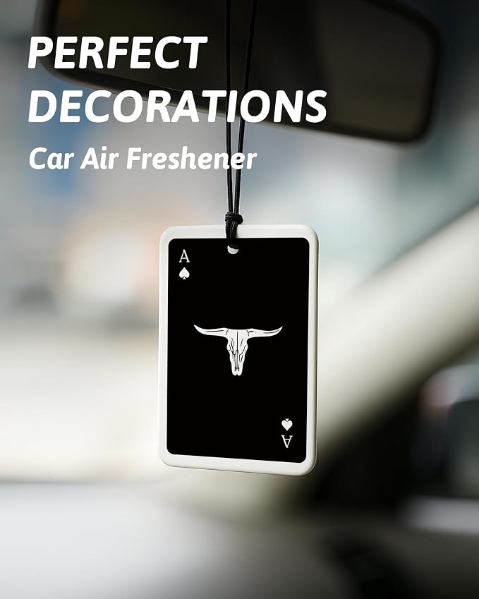 Boho Black Western Car Air Freshener 4 Pcs, Preppy Cow Skull Cactus Cowgirls Boots Hanging Air Freshener for Cars Closet Drawer Books, Western Car Accessories Mirror Decor for Women Men