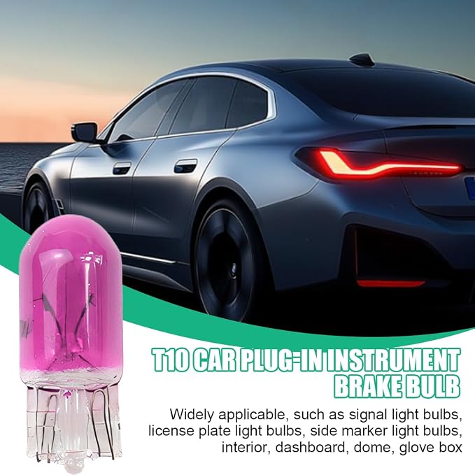 25PCS T10 12V 5W Car Turn Signal Light Bulbs, Clear Flat Foot Vehicle Side Marker Lamp Bulbs, Auto Interior Amber Headlight Bulbs Accessories, Universal for SUV, Sedan, Truck (Pink)