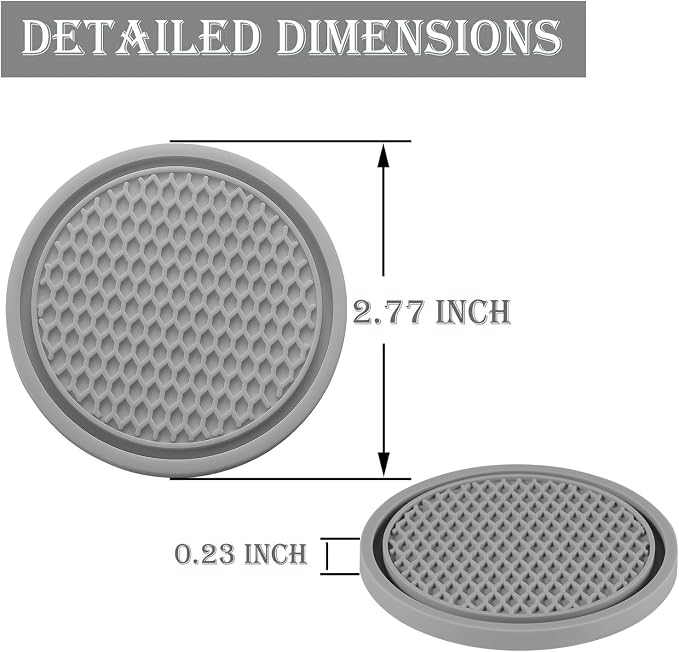 Car Cup Coaster, 4PCS Universal Non-Slip Cup Holders Embedded in Ornaments Coaster, Car Interior Accessories, Gray