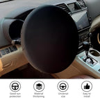 Zpana Car Steering Wheel Sun Shade Cover, Anti Heat Vehicle Steering Wheel Sunshade Shield, Automotive Interior Wheel Sun Block Protector Accessories, Universal for SUV, Sedan, Truck (Black)