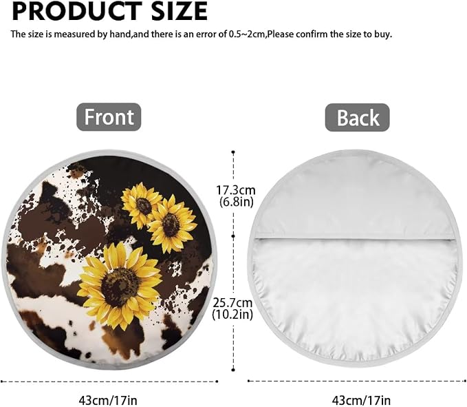 Steering Wheel Cover Sun Shade 17 inch Anti-Heat Steering Wheel Cover Sun Protection Sunflower and Brown Cow Print Car Accessories for Women Universal Fit for Most Vehicle SUV Trucks Sedan