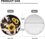 Steering Wheel Cover Sun Shade 17 inch Anti-Heat Steering Wheel Cover Sun Protection Sunflower and Brown Cow Print Car Accessories for Women Universal Fit for Most Vehicle SUV Trucks Sedan