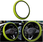 Moly Magnolia Elastic Stretch Steering Wheel Cover, Universal 15 Inch Automotive Steering Wheel Cover, Microfiber Breathable Anti-Slip Odorless Ice Silk, Warm in Winter Cool in Summer (Grass Green)