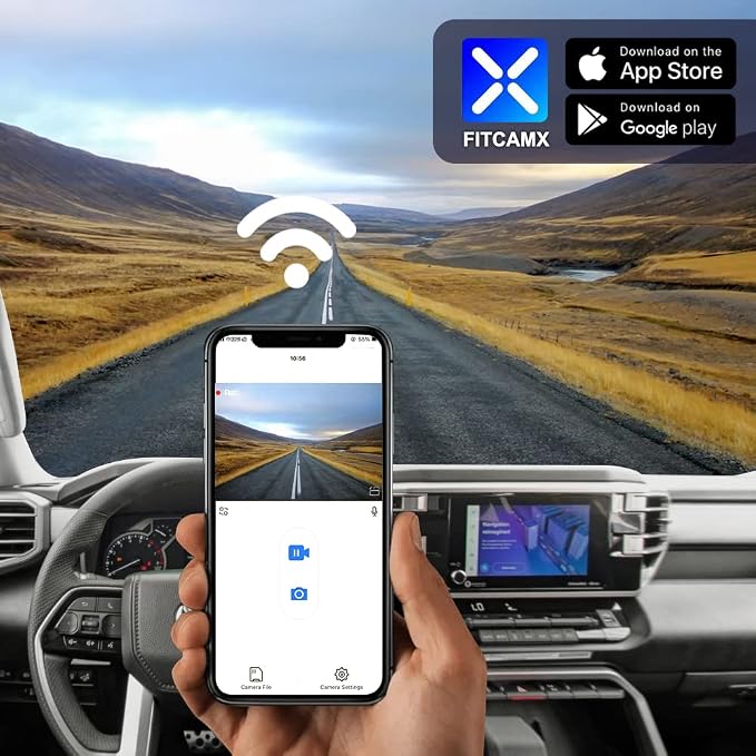 Front 2K+Rear 1080P Dash Cam Adapts for Toyota Tundra 2022-2026 Hybrid & Sequoia 2023-2026 (Gen3), OEM Style, Dual HD Video, WiFi & APP, Loop Recording, G-Sensor, Easy to Set, 64GB Card