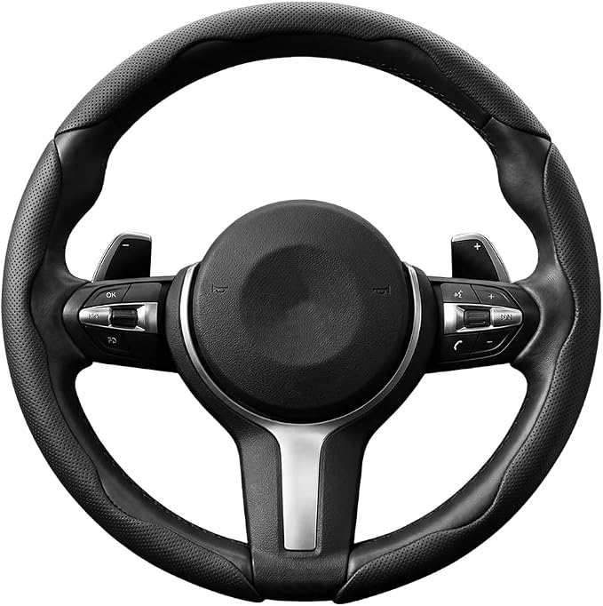 3PCS/Set Car Steering Wheel Cover, Leather Segmented Anti-Slip Automotive Wheel Protector, Soft Breathable Vehicle Steering Protection Covers, Universal Interior Accessories (Black)