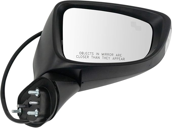 Passenger Side Mirror Assembly Power Blind Spot Turn Signal Textured Smooth Black Paint to Match Compatible with 2014-2016 Mazda 6