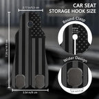 Cute American Flag Car Seat Back Storage Headrest Hooks for Purses & Bags – 2PCS PU Leather Dual Metal Hooks, Backseat Organizer Accessories