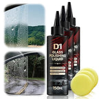 D1 Glass Polishing Liquid, 2025 Upgrade Car Glass Oil Film Remover and Auto Scratch Repair Compound, Car Glasses Polishing Compound, Anti-Fog Hydrophobic Coating Spray with Sponge (3)