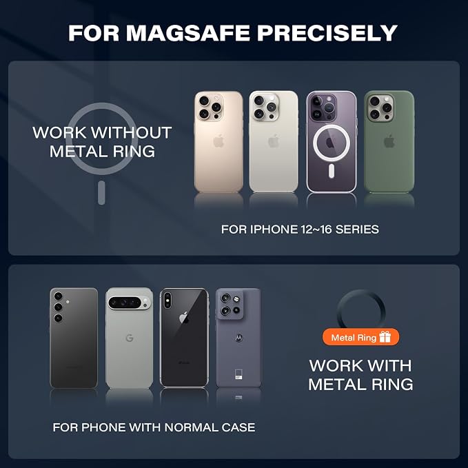 Magnetic Cup Holder Phone Holder -Designed for iPhone MagSafe Case - [Not Charging] (Gray-MagSafe)