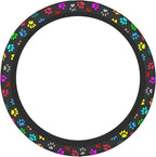 Dog Paw Steering Wheel Cover for Women Men, 15 Inches Colorful Animal Paws Neoprene Anti-Slip Cute Universal Car Steering Wheel Grip Wrap Car Accessories Protective Case Cover for Vehicle Truck SUV