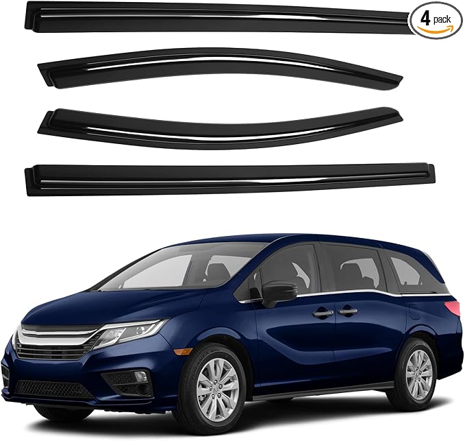 Window Visors Rain Guards for 2018-2025 2026 Honda Odyssey Accessories, Outside-Mount Tape-On Side Window Wind Deflectors Vent Visors Shades Rainproof Black 4PCS