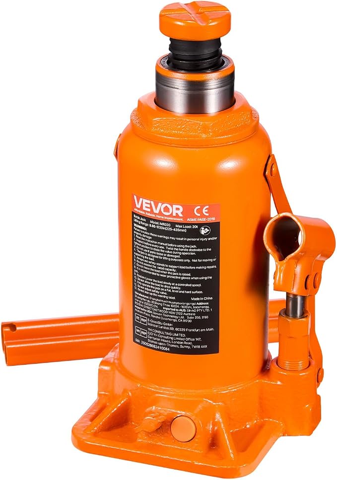 Hydraulic Bottle Jack, 20 Ton/44092 LBS All Welded Bottle Jack, 7.5-14 inch Lifting Range, with 3-Section Long Handle, for Pickup Truck, Truck, Car, RV, Auto Repair, Industrial Engineering