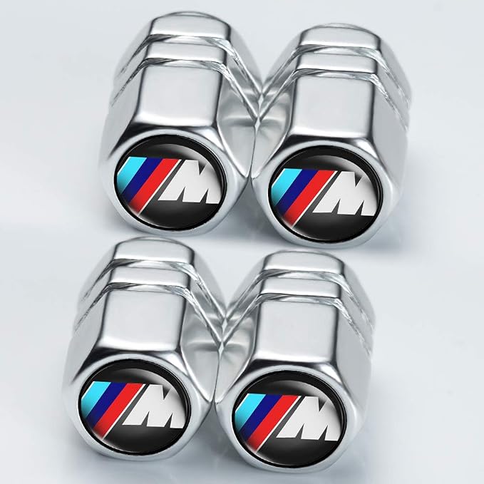 Car Tire Valve Stem Caps and Car Keychain Combo Compatible with BMW M M2 M4 M5 M6 M8 X1 X2 X3 X5 X6 M135i M240i Z4 328i X7 Keyring for Men and Women Family Present Car Accessories