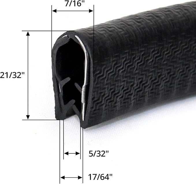 U-Shape Edge Trim, 10 Feet Weather Stripping Car Door Edge Protector, Flexible Push-On Rubber Guard for 1/4" Sharp Metal Edges