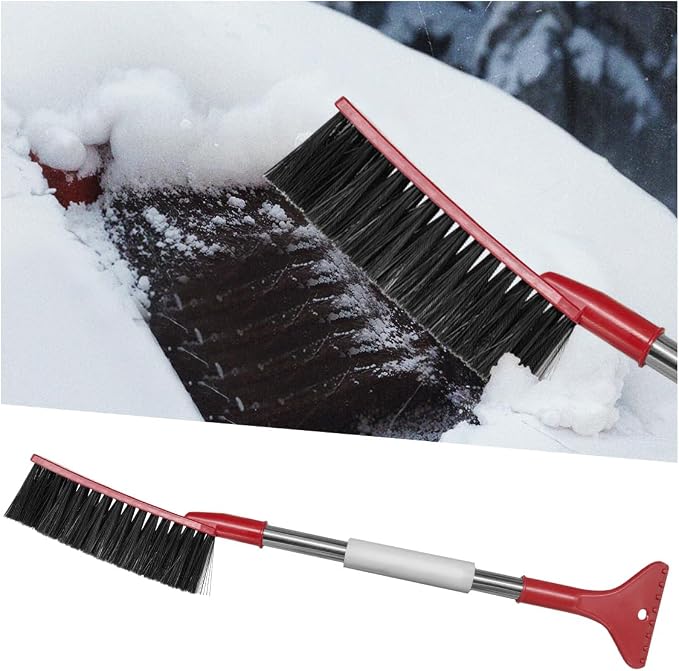 2 in 1 Snow Brush and Ice Scraper for Car Windshield, 22.83" Winter Automotive Window Snow Shovel with Ergonomic Foam Grip, Detachable Vehicle Windshield Deicer for Car, SUV, Truck (Red)
