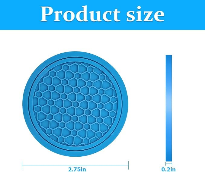 Mandark 4PCS Car Cup Holder Coasters, 2.75 Inch Non-Slip Insert Water Bottle Holder Pads, Dustproof Automotive Interior Accessories Mat, Universal for Vehicles, Trucks, RVs and More (Light Blue)