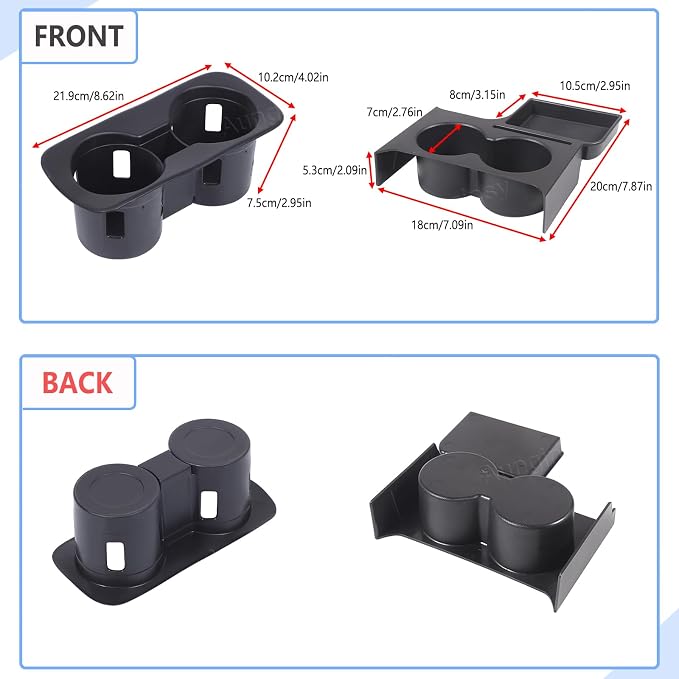 Center Console Cup Holder Organizer Kit Compatible with Ford Maverick 2022+ | Front Seat Armrest Storage Box Dual Cup Holder Coaster Insert Tray Drink Holder Interior Accessories for Maverick 2022-2026