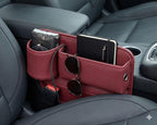 Car Seat Gap Filler Organizer with Cup Holder, Premium Leather Seat Gap Filler, Anti-Drop Car Seat Gap Organizer for Phone, Keys & Wallet, Universal Front Seat Console Organizer for Car, SUV & Truck