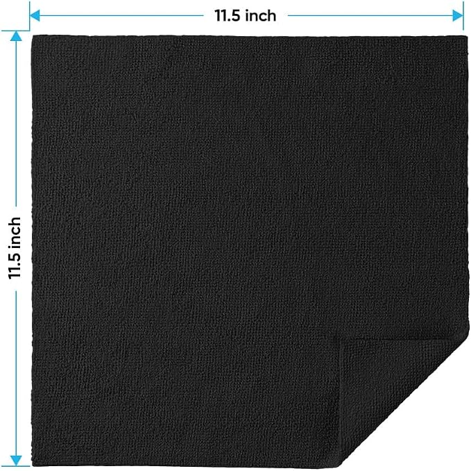 Black Microfiber Cleaning Cloths, 10 Pack Microfiber Towels for Cars, Lint & Scratch-Free Cleaning Rags for House, Kitchen and Car 11.5 x 11.5 inch