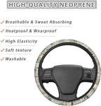 Comfortable Car Steering Wheel Cover Hummingbird Flower Blue Pattern Auto Steering Wheel Protector with Anti-Slip Lining Car Interior Accessories Universal Fit Car SUV Van Truck