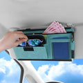 Car Sun Visor Organizer Glasses Case Storage Bag note Holder Car suede Zipper Card Hold Car Organizers and Storage (blue)