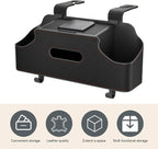 1 PC Car Seat Back Organizer, Car Back Seat Multi-Function Storage Box with 2 Drink Cup Holders, 11.42" x 3.35" Leather Tissue Organizer, Universal for Most Cars, Trucks, SUVs (Black)