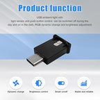 2 PCS USB Type C LED Ambient Light, 8 Colors RGB Dynamic Gradient Brightness Interior Atmosphere Lamp, Mini Adjustable Car Accessories Replace Lighting Parts for Home Laptop