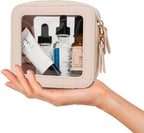 Clear Makeup Bag Small, TSA Approved Portable Toiletry Bag with Zipper Cosmetic Travel Bag Makeup Organizer Case Mini Makeup Pouch for Purse Car Organizer Bag for Women Men