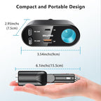 Retractable Car Charger Cigarette Lighter Adapter, 168W 5 in 1 Fast Phone Charging Built-in Replaceable Fuse, Socket Splitter with USB C and USB i Cord, Fit for Phone iPad Galaxy GPS, Black