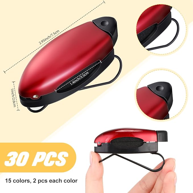 30 Pieces Car Sunglasses Holder for Sun Visor Car Clip Bulk, Accessories Interior Eyeglasses Mount Ticket Card Clip Glasses Holder Auto Clip Holder(15 Colors)