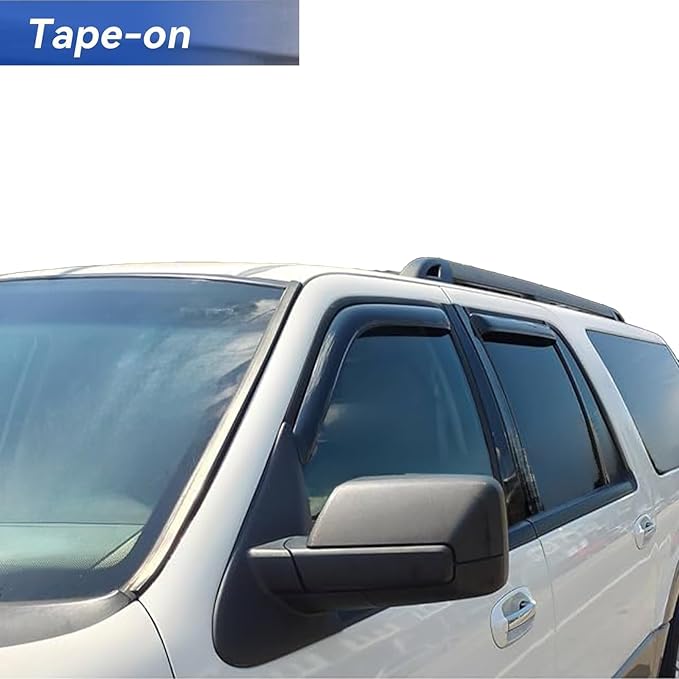 Tape On Window Visors Rain Guards Compatible with 1997-2017 Ford Expedition,1998-2017 Lincoln Navigator,Side Vent Visors Window Deflectors Shade for Ford Expedition 1997-2017,Car Accessories-4pcs