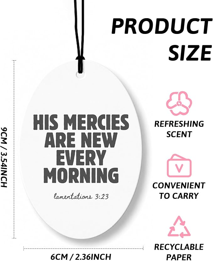 Black Christian Car Air Freshener 8 Pcs, Coquette Black Bow Floral Religious Hanging Air Freshener Oval for Girls Dorm Bedroom Apartment, Girly Christian Car Accessories Mirror Decor for Women