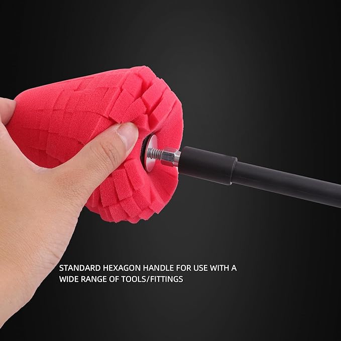 Metal Polishing Tool, Auto Cone Metal Polish Buffing Polishing Ball, Drill Buffing Sponge Pads Buffing Wheel for Drill Foam, Sponge Buffing for Automotive Car Wheel Hub Care