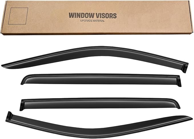 Window Rain Guard for 2019-2026 Chevy Silverado/GMC Sierra 1500 Crew Cab, 20-26 Silverado/Sierra 2500HD 3500HD, Window Visor Vent Wind Shade Deflector Shield Protector Sun,Tape-on, for Full-Size Cab