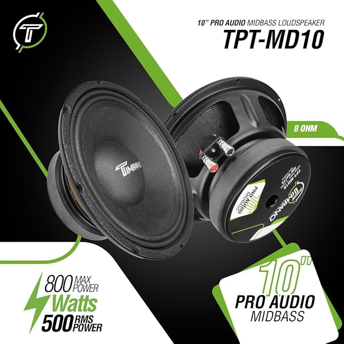 Timpano TPT-MD10 10 Inch Midbass Speaker Pro Audio 800 Watts, 8 Ohm Mid-bass Loudspeaker for Professional and Car Audio System (Single)