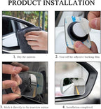 2 PCS Car Blind Spot Mirror, Fan Shaped HD Glass Convex 360° Rotating Wide Angle Side Mirror, Frameless Car Blindspot Mirror for Larger Image and Traffic Safety (Rectangular)
