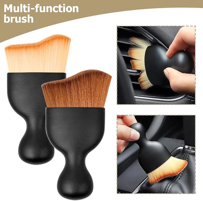 Car Interior Detailing Brush, Auto Soft Hair Cleaning Brushes, Curved Dirt Dust Collectors, Removal Tool for Dashboard Air Conditioner Vents Leather, Scratch Free (Purple/1PCS)
